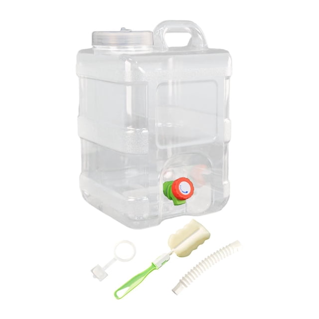 Contenedor de agua dispensador de bebidas 15L multiusos con amplia abertura de llenado con tapa y asa Tanque de agua para conducir Picnic Claro