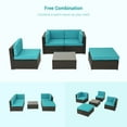 thumbnail image 6 of ACEGOSES 5 Pieces Patio Furniture Sets Outdoor Sectional Rattan Conversation Sofa, Tempered Glass Tabletop - Dark Brown Wicker/Lake Blue Cushions, 6 of 7
