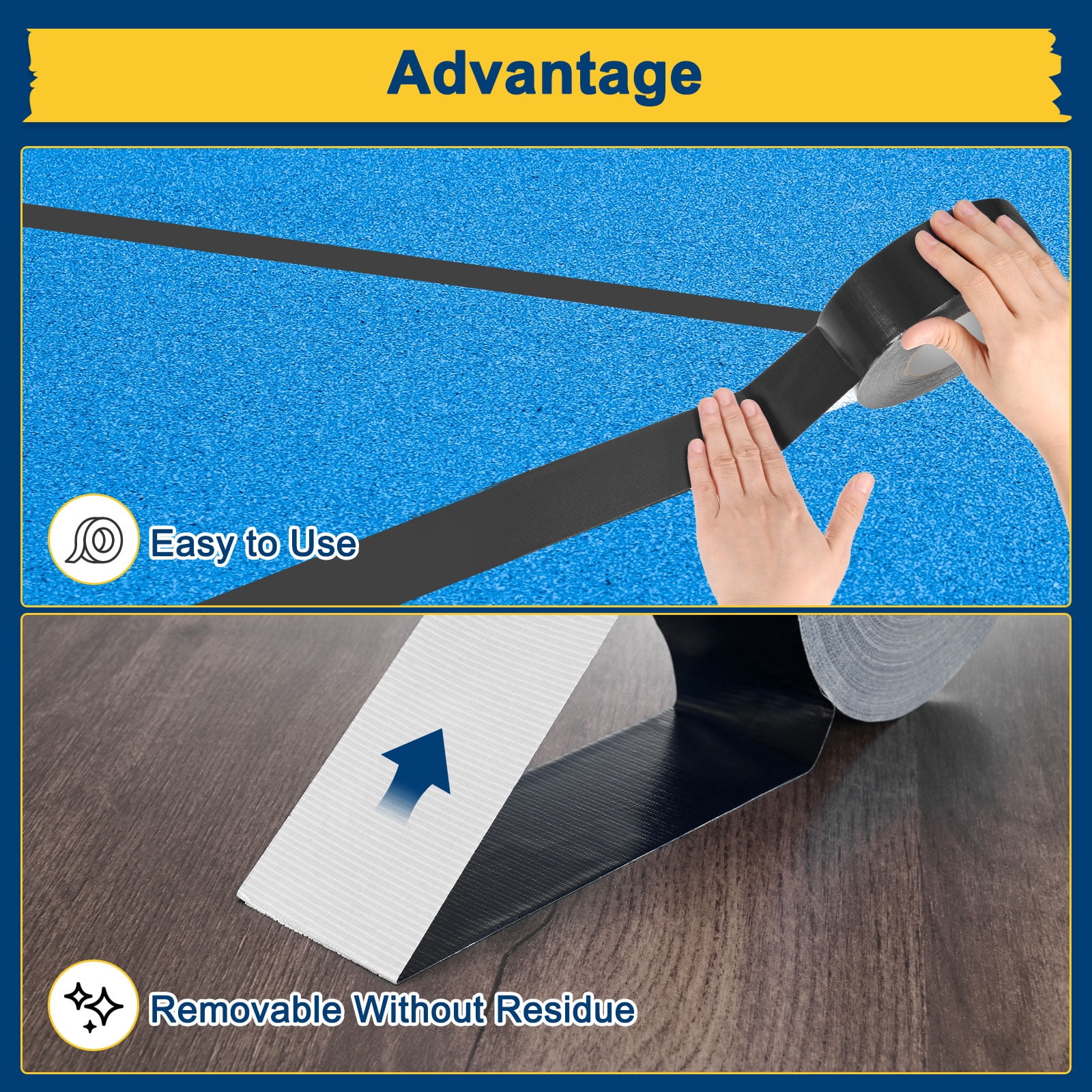 Uxcell Pickleball Court Tape, 2Inch x 230Ft Outdoor Pickleball Lines, Court Marking Kit for Temporary/Gym/Tennis/Driveway/Badminton/Sport [Black]