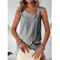 thumbnail image 6 of Women'S Button Asymmetrical V Neck Striped Print Blouses Casual Sleeveless Tank Top Summer Shirt Tops Black XL, 6 of 7
