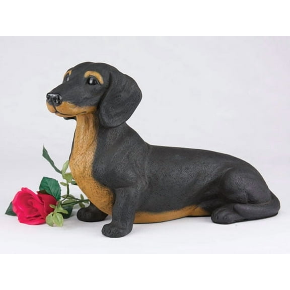 Dachshund Shorthair Black and Tan Cremation Pet Urn for a Dog Memorial in remembrance of your beloved family pet