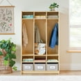 thumbnail image 4 of Guidecraft EdQ 3-Section Wooden Storage Locker for Classroom, Kids Cubby Organizer with Shelves and Hooks for Coats, 4 of 4