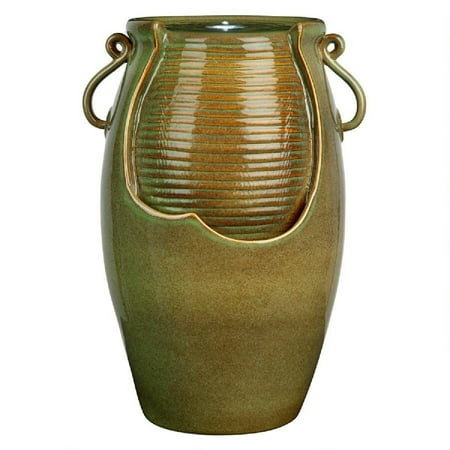 21" Rippling Jar Ceramic Cascading Outdoor Fountain