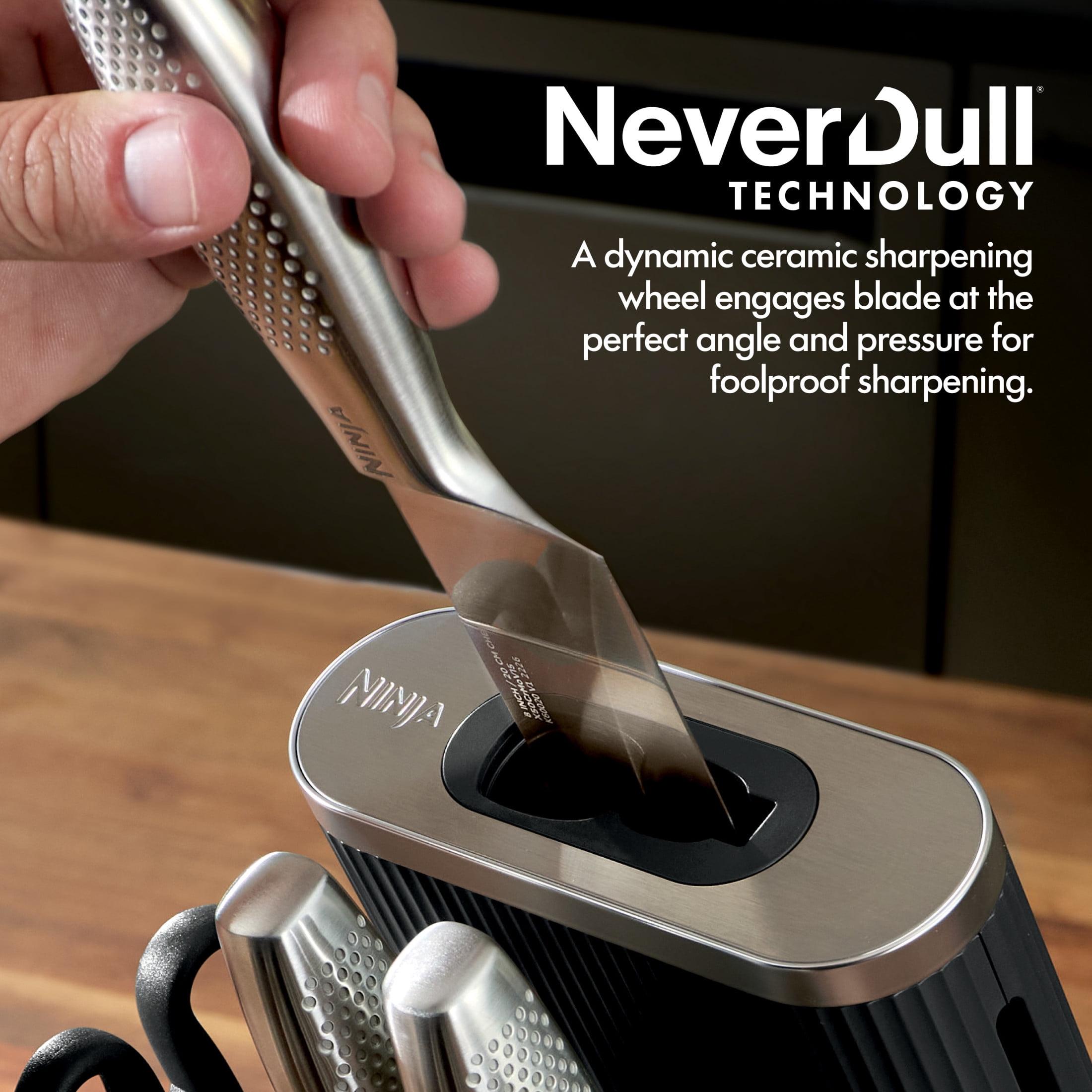 Ninja NeverDull Pro 11-Piece Knife System with Removable Sharpener, Laser-Cut Blades, WK62011GN6, Stone Mountain
