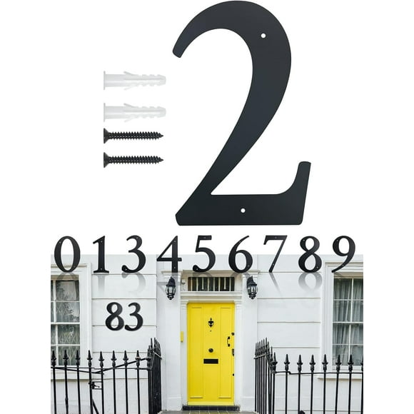 shiyou-11 Inch Super Large House Numbers, Modern Address Numbers Elegant Black Finish Numbers Solid Metal House Sign for Door Plate for Home Gate Building Store Mailbox (2)