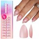 thumbnail image 1 of Sxvme - Uñas postizas de gel suave, almendra corta, 300 unidades, prebase preaplicada, color rosa natural, extensiones de uñas acrílicas, uñas postizas a presión, fáciles de hacer., 1 of 1