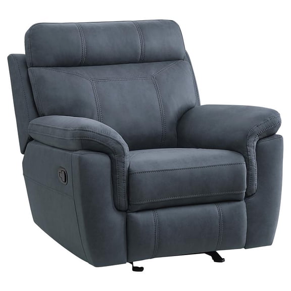 Lexicon Clifton 40" Polished Microfiber Glider Reclining Chair in Blue
