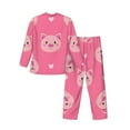 thumbnail image 2 of Kll Cartoon Pigs And Hearts Sleepwear Mens Flannel Pajamas,Long Cotton Pj Set, 2 of 9