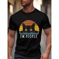 thumbnail image 2 of Men's T-Shirt Funny Cat Retro Ew People Short Sleeve Casual Tee Classic Crew Neck T-Shirt for Men, M, 2 of 6