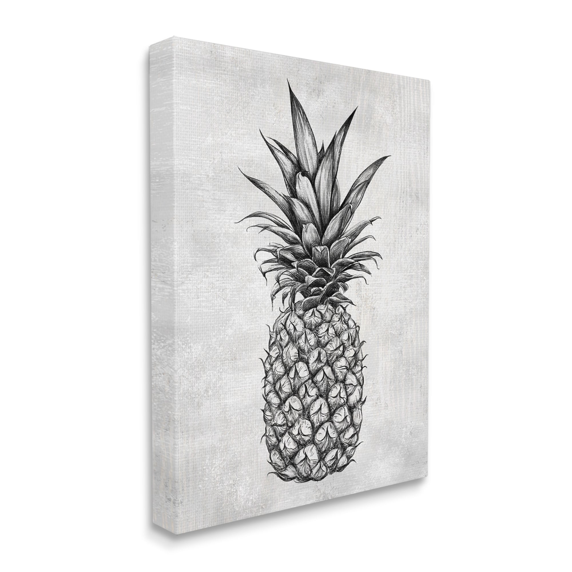 Stupell Industries Bold Pineapple Line Drawing Rustic Pattern Black White, 16 x 20,Design by Ziwei Li