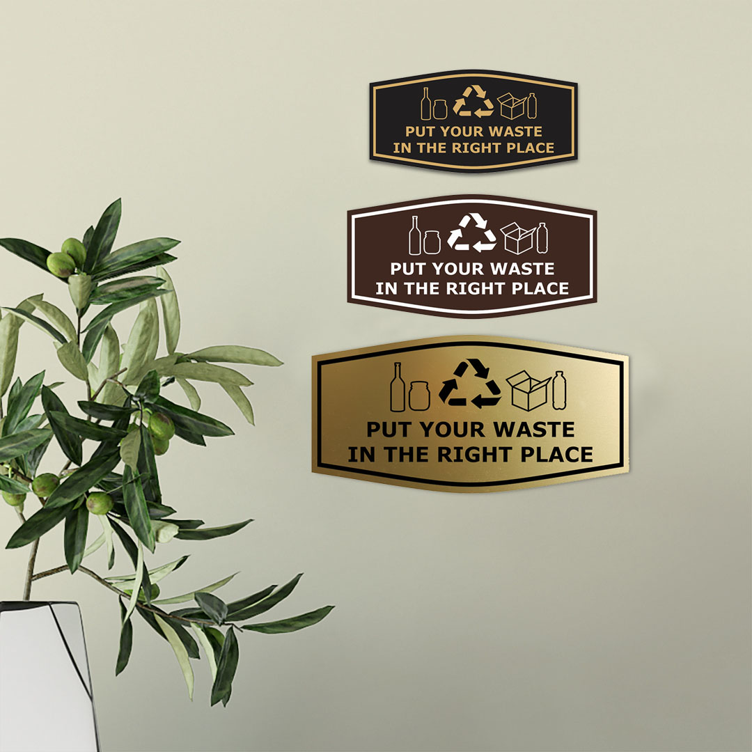Fancy Put Your Waste in the Right Place Sign (Brushed Gold) - Large - image 4 of 5