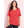 thumbnail image 2 of Catherines Women's Plus Size Suprema Crochet V-Neck Tee, 2 of 6