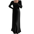 thumbnail image 1 of Tranfacy Robe de Maternité à Manches Longues pour Femme, Robe de Maternité en Tricot, Robe de Maternité en Tricot à Manches Longues à Col Rond, Fausse Robe Longue de Grossesse à Deux Couches, 1 of 3