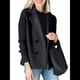 thumbnail image 1 of Abrigo de Lana Cruzado para Mujer, con Solapa con Muescas, Tejido Acanalado, Larga, Chaqueta Blazer Corta. Negro XXXL, 1 of 5