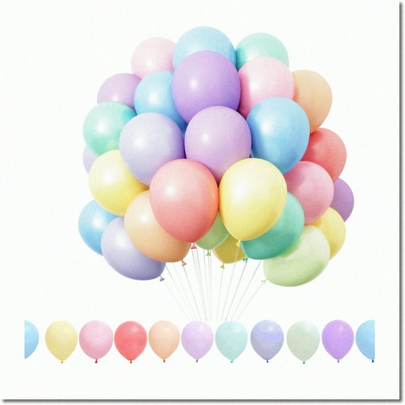 Rainbow Macaron Balloons - 120pcs Assorted Colors 12 Inches for Kid's Birthday, Baby Shower, Arch Garland Decoration