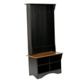 thumbnail image 2 of BizChair 31.5" Wide Hall Tree with Bench, 3 Single Storage Hooks, and 4 Lower Storage Cubbies with Adjustable Shelves in Black with Walnut Seat, 2 of 12