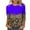 Blue, variant on Women Color Block Leopard Print Top 3/4 Sleeve Casual Crew Neck Tee