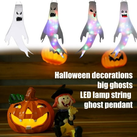 

lilubuy Halloween Decorations Halloween Inflatable Glowing Hanging Banner Decorations Halloween Outdoor Decoration Ghost Wind Socks Pendant With Led Lights 1 Pack