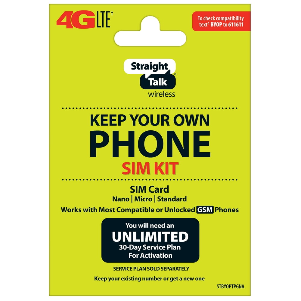 Straight Talk Keep Your Own Phone SIM Card Kit AT&T GSM