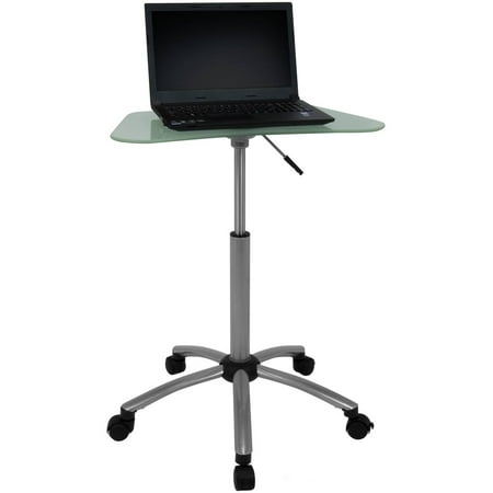 Calico Designs Vision Height Adjustable, Mobile Laptop Cart in Silver / Frosted Glass # 403529