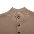 thumbnail image 4 of Mock Neck Sweater Men Autumn Winter Cotton Knit Button Pullover Business Casual Thermal Long Sleeve Solid Color Textured Knitwear Warm Layering Top, 4 of 5