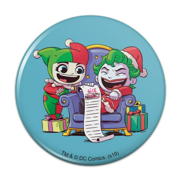 Harley Quinn and Joker Naughty List Kitchen Refrigerator Locker Button Magnet