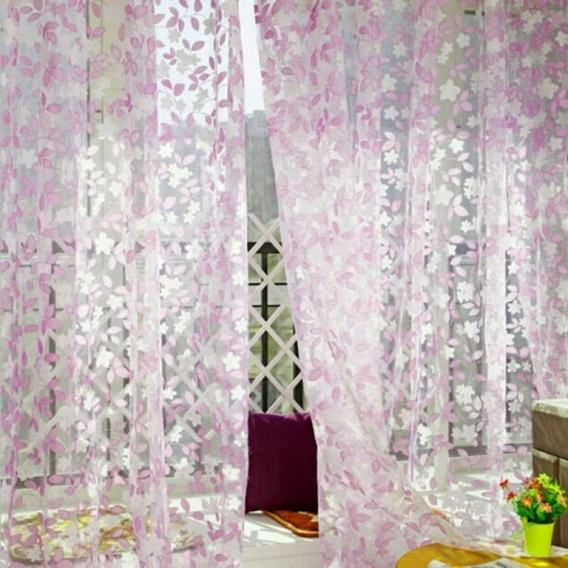 Vintage Style Lace Floral Net Voile Curtain Panel Slot Top Home Decor