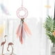 thumbnail image 2 of Atrapasueños hecho a mano, atrapasueños, pluma gris, adorno para colgar en la pared, interior del coche, espejo retrovisor, colgante para coche, colgante (rosa) JAMW Sencillez, 2 of 5