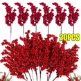 thumbnail image 2 of Bayas artificiales para decoración navideña, ramas de bayas rojas para árbol de Navidad, adornos de mesa para el hogar, corona de frutas rojas, 1/20 piezas, 2 of 4