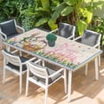thumbnail image 2 of Spring Easter Table Cloths for 6 Foot Rectangle Tables, Pink Yellow Bunny Tulip Eggs Plaid Rustic Patio Waterproof Elastic Fitted Tablecloths, Washable Rectangular Table Cover for Camping, 2 of 8