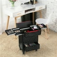 thumbnail image 3 of Yaheetech Aluminum Cosmetic Case Professional Makeup Train Case, Large Capacity Trolley Makeup Case with 4 Retractable Trays & 1 Smooth Sliding Drawer Black, 3 of 13