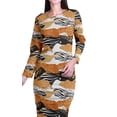 thumbnail image 6 of Moomaya Printed Full Sleeve Bodycon Dress for Women Scoop Neck Side Slit Casual Clothing, 6 of 8