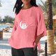 thumbnail image 4 of Xuyuer Women's Imitation Linen 3/4 Sleeve Blouse Crew Neck Summer Casual Tops Loose Fit Plus Size Tops Loose T Shirts Tunic Tops Shirts for Women Oversized Pocket T-shirt Fashionable Top, 4 of 6