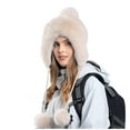 thumbnail image 6 of WREESH Women's Winter Trapper Hat Thick Cold-Proof Pullover Hat With Fleece Ball Warm Ear Protection Beige, 6 of 8