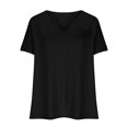 thumbnail image 5 of Womens Blouse V Neck Solid Color 3/4 Sleeve Oversized T Shirt Summer Tops for Women Dark, 5 of 6