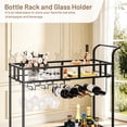 thumbnail image 4 of Garvee 2 Tier Rolling Wine Bar Cart for Home with Mirrored Shelves, Wine Racks, Glass Holder, Compact Design, and Ideal for Dining Room Living Room Party, 4 of 7