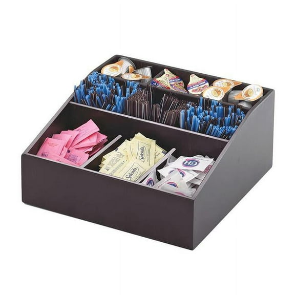Cal Mil 1714-96 Midnight Bamboo Coffee Condiment Organizer - 12 x 12 x 5.5 in.