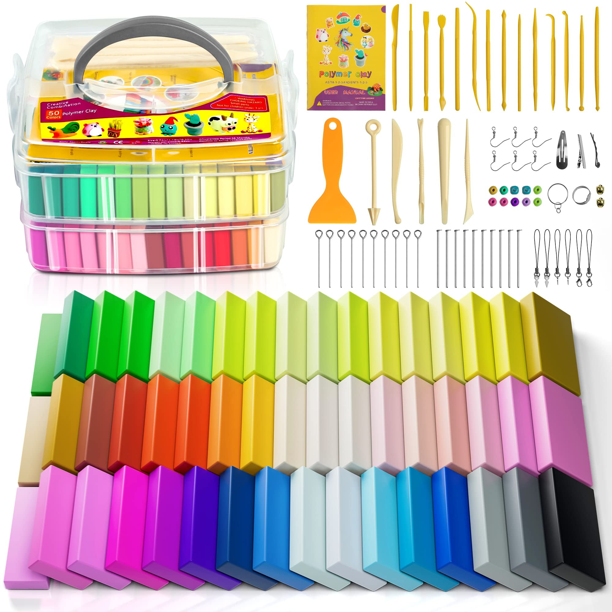 Polymer Clay 36 Colors, Modeling Clay for Kids DIY Starter Kits