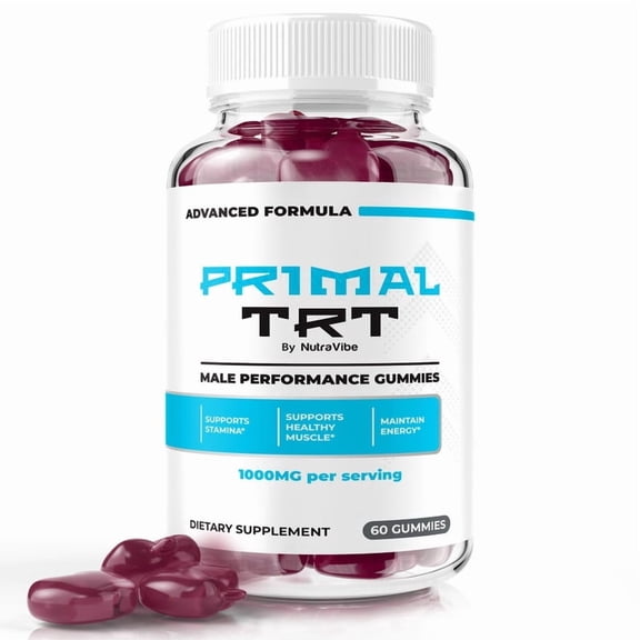 Primal TRT - Original PrimalTRT Gummies with a Natural Daily Blend for Wellness | Great-Tasting, Easy-to-Chew Gummies (60 Gummies)