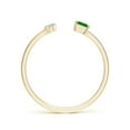 thumbnail image 2 of ANGARA Natural Two-Stone Square Emerald & Pear Diamond Open Ring in 14K Yellow Gold for Women (Size-3mm) | May Birthstone, Birthday, Anniversary, Jewelry Gift for Women | Natural Emerald Ring, 2 of 9