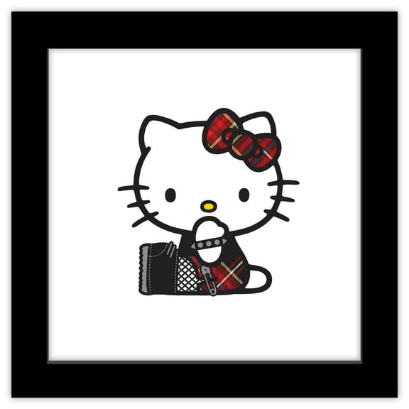Gallery Pops Sanrio Hello Kitty - Punk Red Wall Art, Black Framed Version, 12" x 12"