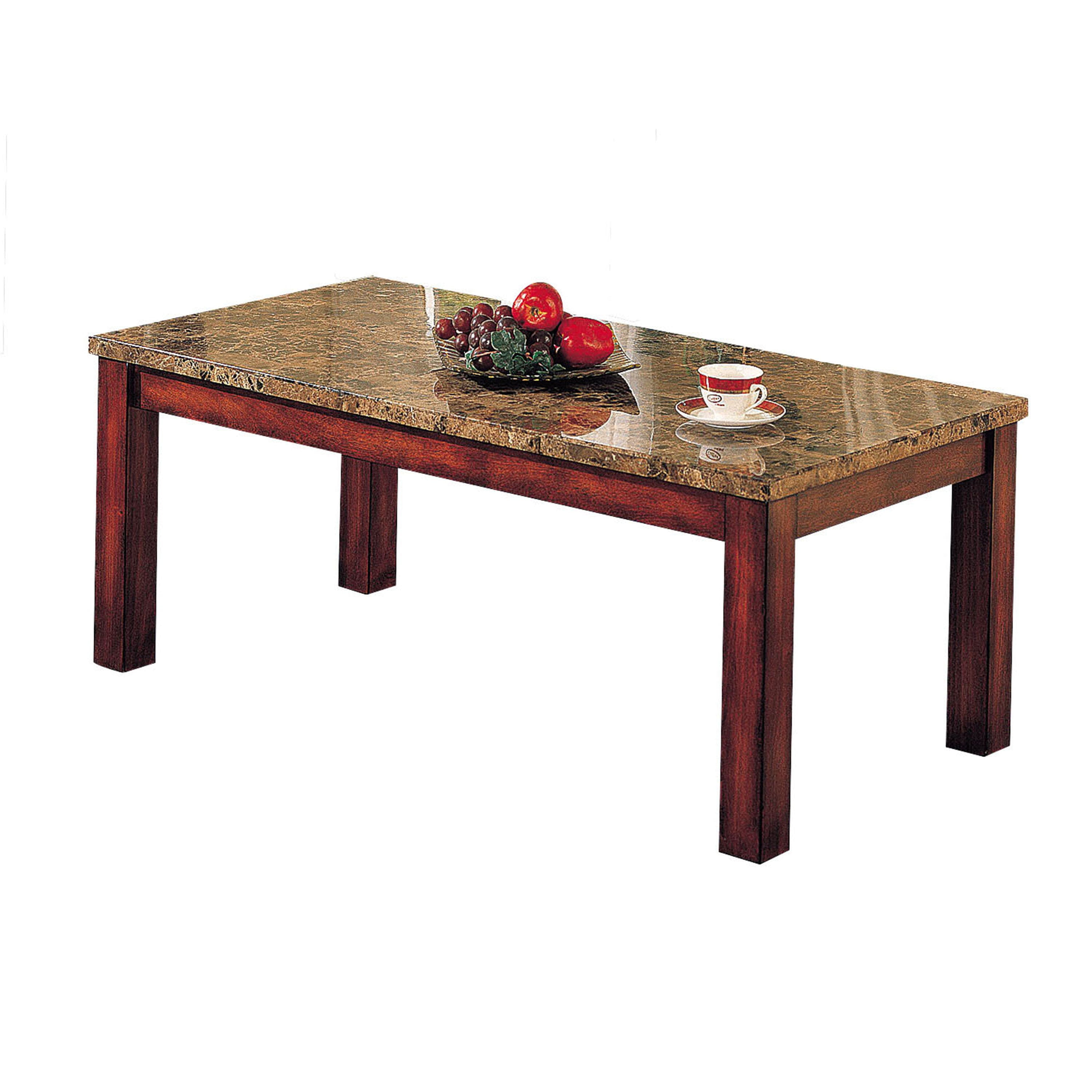 Rectangular Wooden Coffee Table with Marble Top, Cherry Brown Walmart