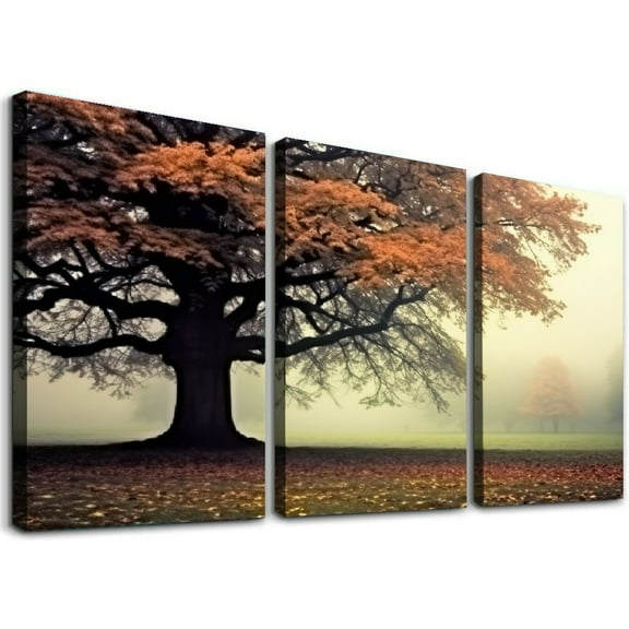 Ullo0ord Tree of Life Wall Art Canvas Prints Natural Scenery Picture Home Decor Colorful Forest Paintings for Living Room Bathroom Bedroom Kitchen Decorations 12x16x3pcs