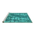 thumbnail image 2 of Ahgly Company Machine Washable Indoor Square Oriental Turquoise Blue Industrial Area Rugs, 5' Square, 2 of 4