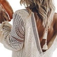 thumbnail image 4 of AMERTEER Femmes Robe Manches Longues V-Cou Crayon Dentelle Creuse Dos Nu Robe de Soleil, 4 of 6
