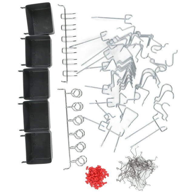 Surtido de ganchos para tablero perforado, 114 piezas Surtido de ganchos para tablero perforado Juego de ganchos para tablero perforado Surtido de accesorios para ganchos para tablero perforado Diseñ