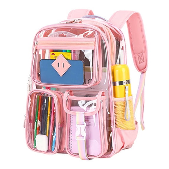 gcong Transparent Large Capacity School Backpack For Teen Elementary And Middle Lightweight Daily Use Pink