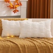 Tosleo Fall Throw Pillow Covers 12x20 inch Set of 2 White Pumpkin Decorative Pillow Cases Farmhouse Thanksgiving Plush Faux Fur Cushion Covers for Couch Sofa Bed