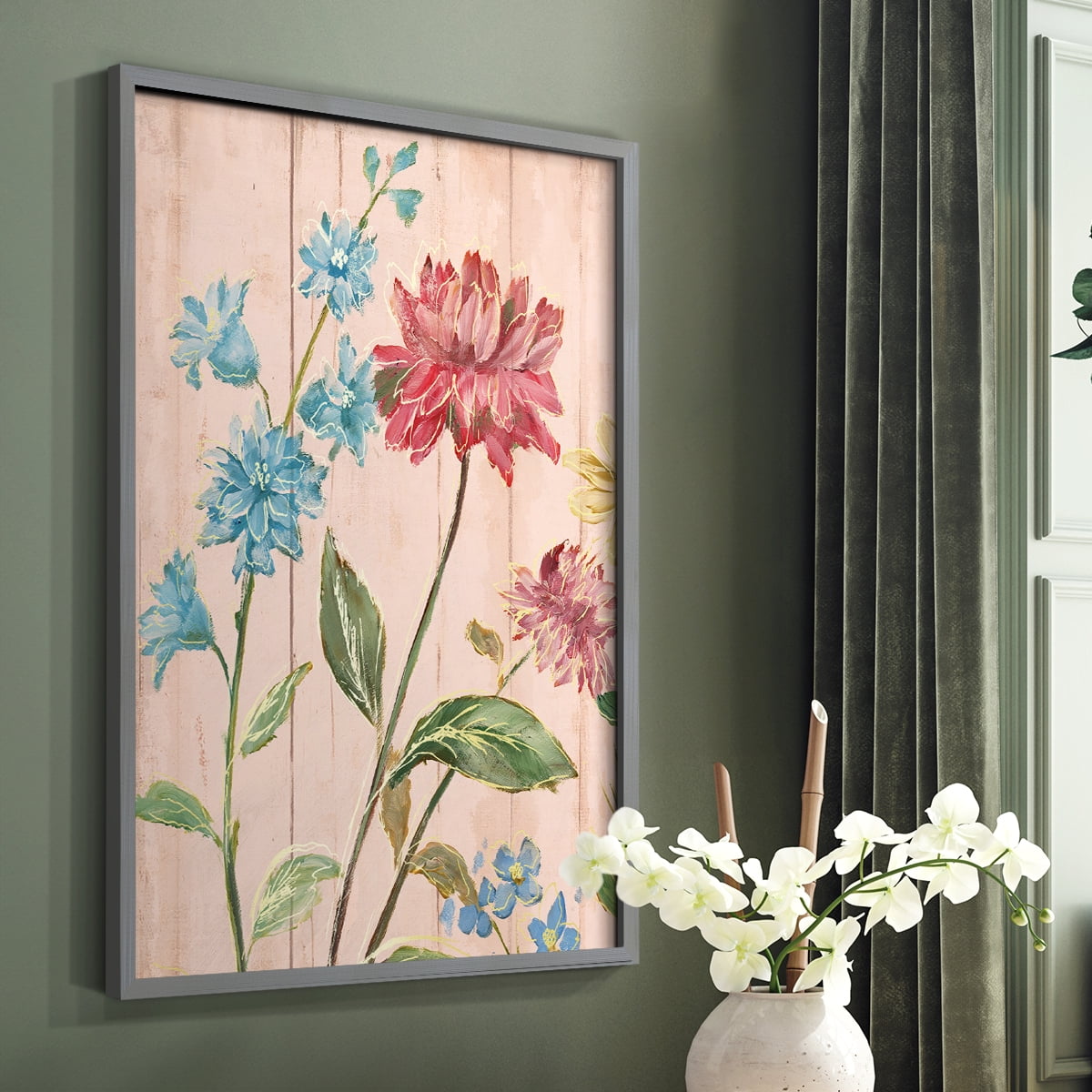 Wildflower Flutter I Framed Print - Solid Wood in Single Picture Frame Solid Wood 2 Framed Print
