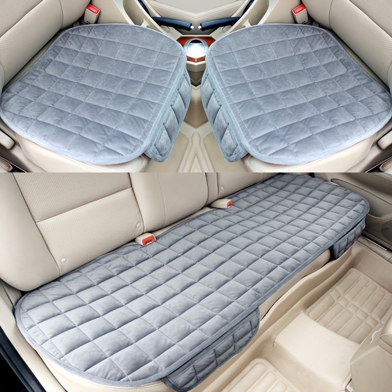 1pc Or 2pcs Or 3pcs Plush Plaid Thicken Warm Car Seat Cushion Pad